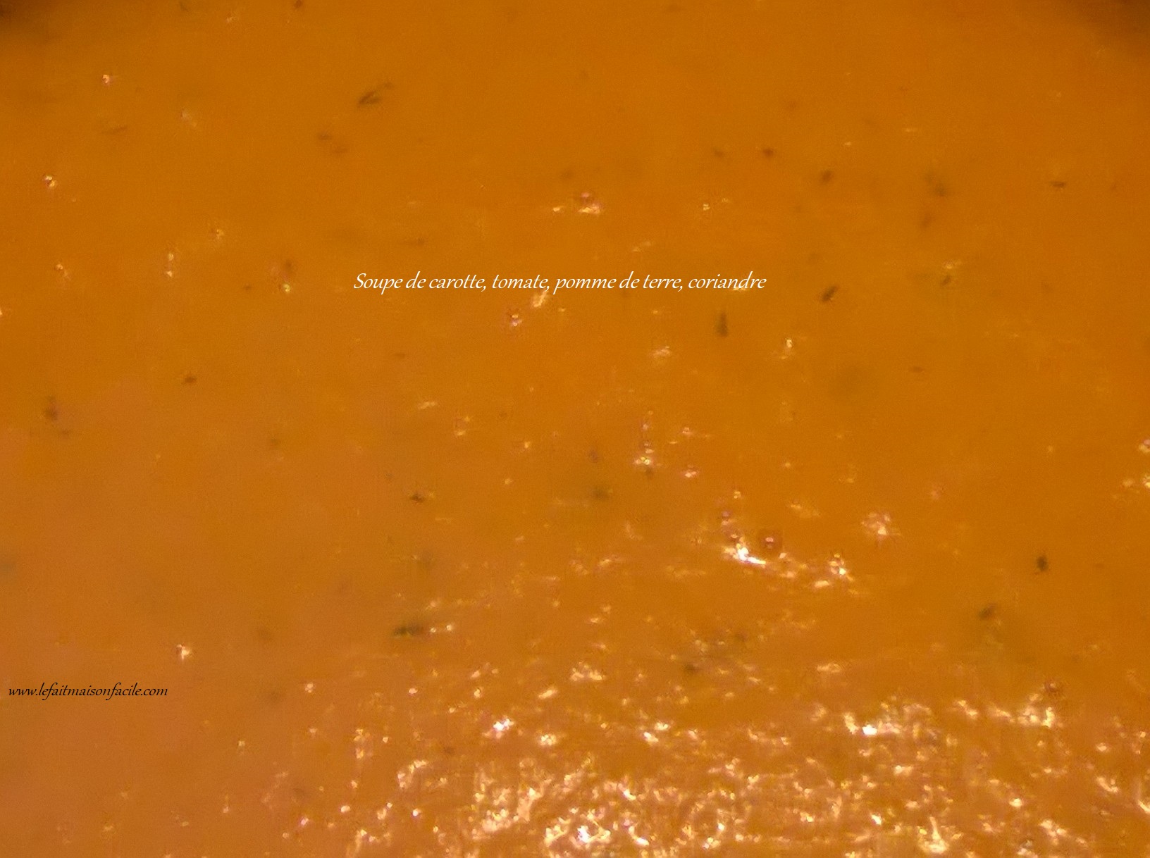 Recette Soupe carotte/tomate/pomme de terre/coriandre - Le fait maison