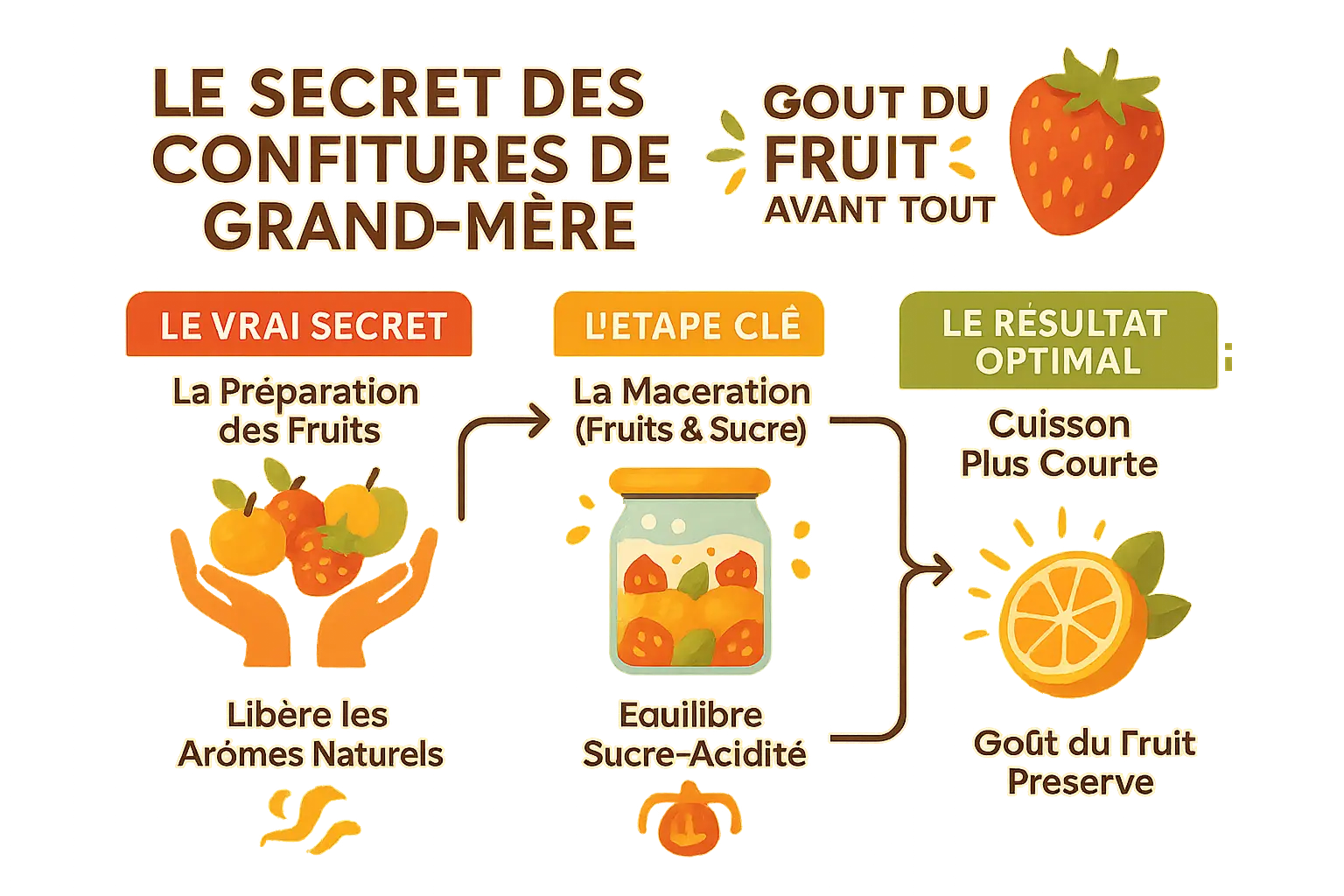Pots de confiture maison préparés selon la méthode traditionnelle de grand-mère